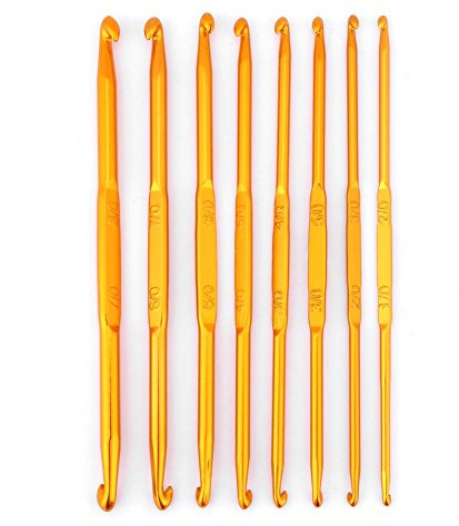 8 Pezzi Set Da Manico Per Uncinetti Set Di Ferri Per Maglieria, In Alluminio Dorato A Doppia Estremità Per Uncinetto E Lavorazione A Maglia