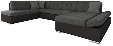 Mirjan24 Ecksofa Bergen Design Eckcouch mit Schlaffunktion und Bettkasten, Regulierbare Armlehnen, U-Form Sofa vom Hersteller, Wohnlandschaft (Soft 011 + Lux 06 + Lux 05, Ecksofa: Rechts)