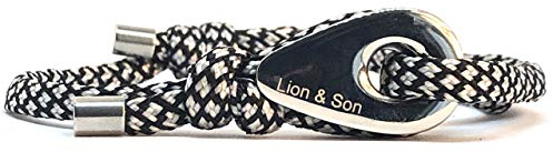 Maritim Wickel-Armband Edelstahl Anhängern Leder Paracord Verstellbar (silber-weiß)
