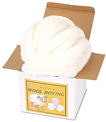 Filzen Wolle, 250g/8.82oz Roving Wool, Nadelfilz Wolle, Weiche Filzwolle Märchenwolle mit Box für Nadelfilzen, Woll-Roving, Faser-Roving-Woll-Oberteil,Trockenfilzen Spinnen Handwerk
