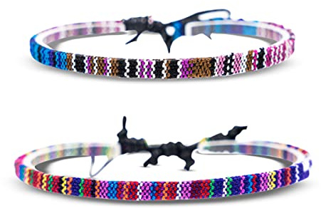 Made by Nami Boho Surfer-Armband 2-er Set Damen & Herren - Handmade Strand Festival Accessoires - Ethno Hippie Style - 100% Wasserfest & Verstellbar - Freundschaftsarmbänder Mädchen