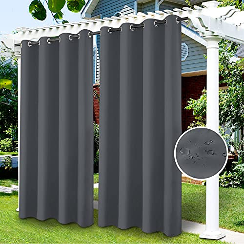 Tende Idrorepellente per Esterni Tende Termiche Isolanti Tende da Esterno con Anelli 1 Pannello, Tende per Interni per Portico, Pergolato, Cortile, Porta Scorrevole/Pergolato (Grigio, 132 x 274 cm)