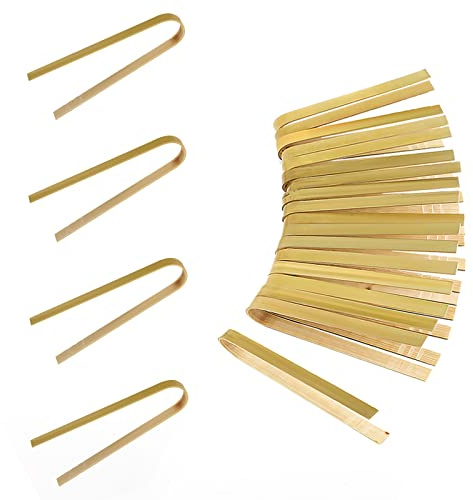 LUTER 20 Pieces 16 cm Bamboo Tongs Disposable Kitchen Utensils Bread Tongs Bread Tongs Natural for Kitchen Bread Tea Supplies