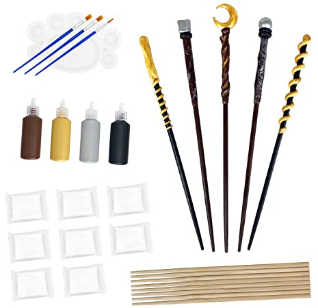 Maikoi Magic Wand Making Kit for Kids Adults DIY Craft Set Wizard Birthday Party Supplies Make Your Own 8 Wands (24-Piece)