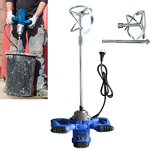 Mezclador de Taladro de Hormigón Eléctrico/Cemento de 2600W - Arranque suave - 2 metros de Cable de Goma, 6 velocidades ajustables, con una Varilla Mezcladora 120 mm