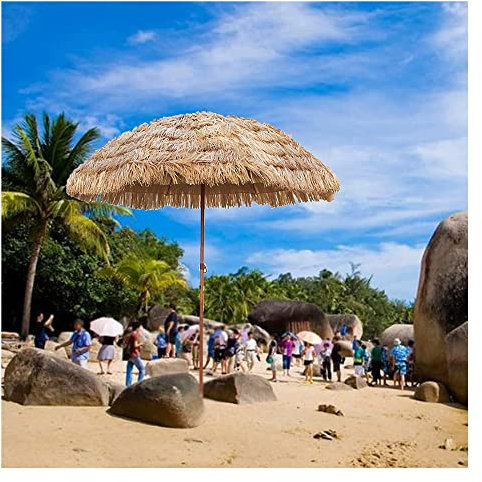 XPGEREP Parasol Hawaii, Inclinable Parasol Paille, Parasol En Paille De Plage Pour Les Cafés De La Cour De La Plage/Natural Colour/Diameter 2.4m