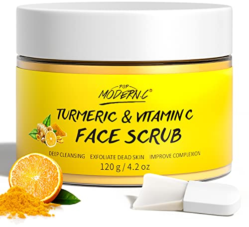 Gesichtspeeling Kurkuma, Vitamin C Gesichtspeelingcreme, Gesicht Körperpeeling Organics Gesichtspeeling Aufhellendes Peeling für Mitesser Verbessert Akne mit dunklen Flecken für Damen und Männer