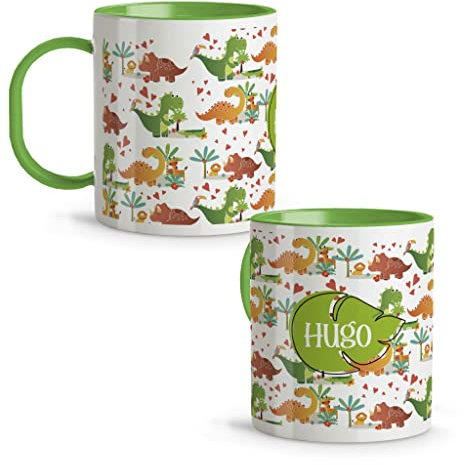 LolaPix Mug Dinosaure. Tasse Personnalisée Prénom.Tasse Plastique. Mug Enfant. Sans BPA. 330 ml. Le monde des dinos