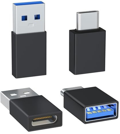 Henrety USB C auf USB Adapter und USB auf USB C Adapter USB C Stecker auf USB 3.0 Buchse OTG Adapter kompatibel mit MacBook Air 2020/MacBook 12 Zoll/iPad Pro 2020 und mehr, Schwarz (2 Stück)