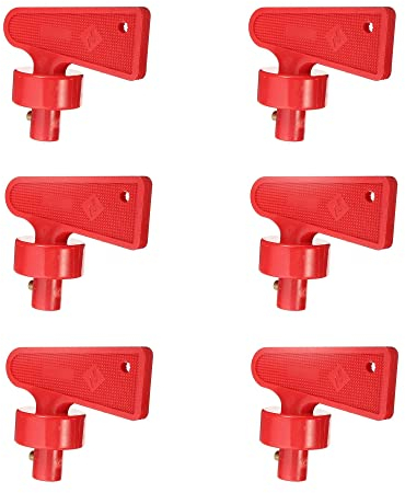 LONGHAO 6 pcs Batterietrennschalter SchlüSsel,Trennschalter-SchlüSsel,Batterieschalter SchlüSsel,12v/24v Roter Batterieschalter,Universeller BatterieschalterschlüSsel,SchlüSsel Zum Abschalten (#1)