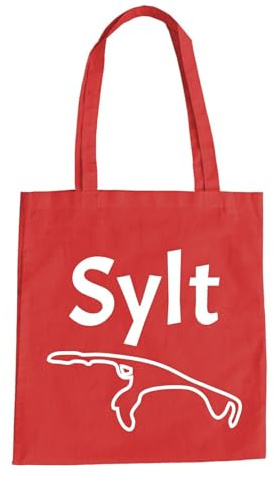 Sylt Insel Baumwolltasche - Deutschland Urlaub Nordsee Ostfriesland Rot