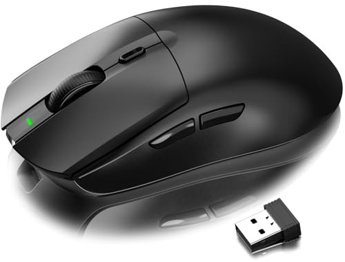 AJ139 Souris de Jeu Sans Fil, Poids Léger 59g, Capteur Optique PixArt PAW3395, 26K DPI, Mode Double 2,4G / Souris Filaire, Batterie de 200 Heures, 6 Boutons Programmables, pour Xbox/PC - Noir