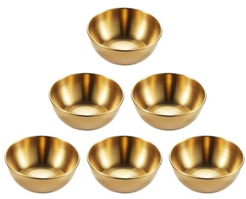 CALLARON 6pièces Coupelles à Sauce Acier Inoxydable Lot De Bols Pratiques Pour Condiments Et Assaisonnements Design Épuré Et Empilable Pour Ketchup Et Sauces Couleur Dorée