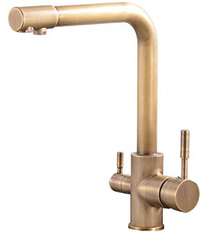 Kitchen Drinking Taps Sink Mixer 3 Way Kitchen Tap for Filter Water System Sink Mixer Tap Drinking Purifier Water Tap Brass 360 Degree Swivel Spout Antique