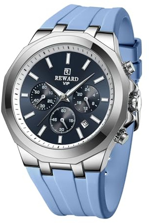 FORSINING Orologio da polso da uomo, analogico, al quarzo, casual, cinturino in silicone, impermeabile, sportivo, cronografo, luminoso