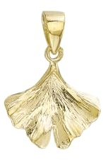 JC Trauringe Gold Anhänger Ginkgo Blatt in Echt 585 Gold klassische, schlichte Goldanhänger Goldschmuck Damen Schmuck in Gelbgold Kettenanhänger inkl. Schmucketui 8537