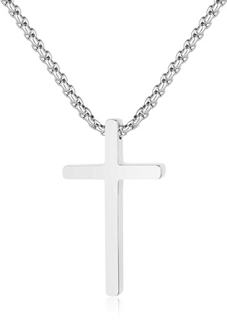 GAVU Herren Kreuz Anhänger Halskette Jesus Kreuz Kette Gold Silber Schwarz Herren Damen