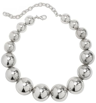 Caiguoer Punk Halskette Verstellbare Übertriebene Runde Perle Choker Halskette Zubehör für Frauen und Mädchen (B)