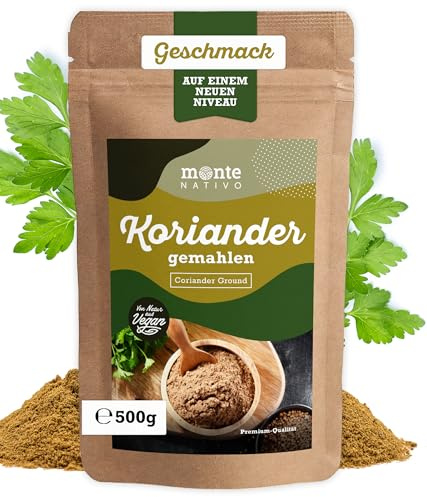 Coriandolo in Polvere Monte Nativo (500g) - Coriandolo polvere perfetto per il Tè - Coriander - Spezie delicatamente essiccate - Semi di coriandolo macinati