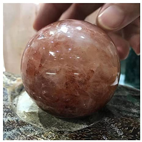 SSOPTMCB Mobiliario de Bola de Piedra roja Natural Mobiliario de Cristal Piedras for alejar a los Malos espíritus Bola de molienda de Piedra roja en Bruto Reiki Crystals (Size : 45-50mm)