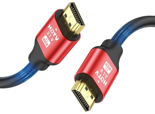 grofyllaa 8K cavo Hdmi 2M, High Speed Hdmi 2.1 cavo 8K@60Hz 4K@120Hz, Ultra HD, ritorno audio Ethernet, video 4K, 1080p, 3D, Arc, HDR compatibile con Xbox, PS5, HDTV, laptop ect. (Rosso)