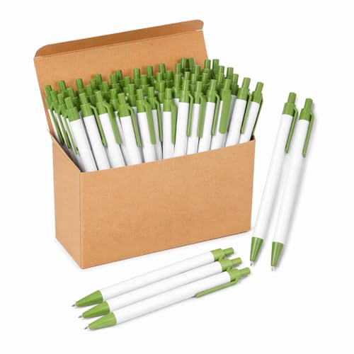 NIPORO Bolígrafos sostenibles de cartón reciclado y paja de trigo - tinta azul, ecológico (verde)