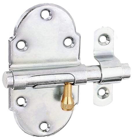 Alberts 842451 Grendelriegel | mit Messing-Knopf | galvanisch verzinkt, Dickschichtschutz | Platte 45 x 85 mm | Bolzen-Ø 10 mm | 10er Set