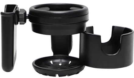 jojobasec Portavasos 3 en 1 con soporte para teléfono, multiusos, 2 portavasos, 1 soporte para teléfono para cochecito, bicicleta y silla de ruedas