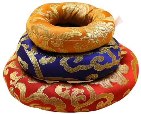 Sarini Cojín tibetano de 3 piezas para cuenco tibetano, para manualidades, sonido budista