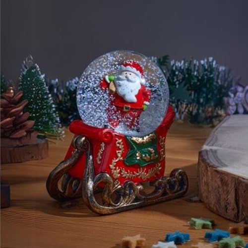Marco Paul LED-Schneekugeln mit Beleuchtung – Weihnachtsmann für Zuhause, große Schneekugel für Erwachsene (Weihnachtsmann auf Schlitten)
