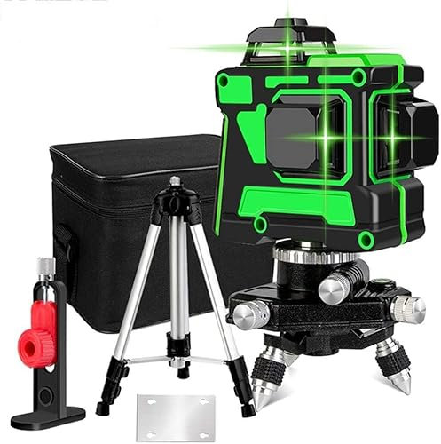 12 Lines 3D Green Laser Level Self, Self Leveling 360 Horizontal/Vertical Line Switchable, 7M Working Range,with 1.2 Aluminum Tripod (Blue)