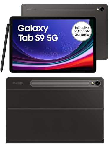 Samsung Galaxy Tab S9 AI-Android-Tablet, 5G, 128 GB / 8 GB RAM, MicroSD-Kartenslot, Inkl. S Pen, Simlockfrei ohne Vertrag, Graphit+Keyboard Cover, Black