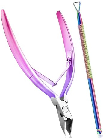 Alicates Cuticulas Acero Inoxidable 2 Piezas,pinzas para uñas,Cortador de Cutículas para Las Uñas de Dedos de Manos y Pies,Degradado rosa