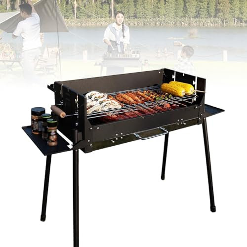Barbecue Extérieur Portable Avec Grand Espace Barbecue, Barbecue Extérieur, Barbecue Au Charbon De Bois Avec Support De Rangement Pour Épices, Avec Pare-brise Pour La Maison, L'extérieur, Le Camping