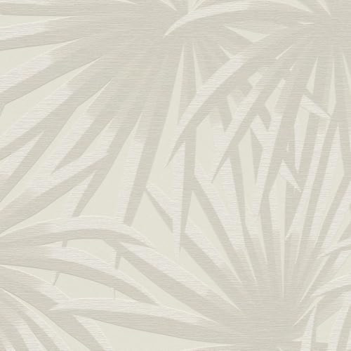 Carta da parati natura Profhome 393381-GU Carta da parati TNT strutturata con ornamenti floreali opaca crema grigio-chiaro 5,33 m2