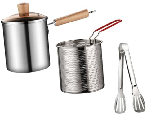 CIYODO Marmite À Frire En Métal Panier À Friture En Acier Inoxydable Pince Pour