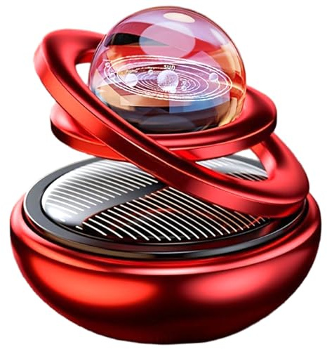 Car Air Freshener, Solar Power Combines Suspension and Rotation Car Diffuser with Interstellar Double Ring, Smart Air Freshener for Dashboard Decoration Auto Diffuser