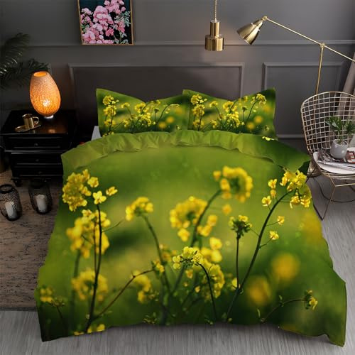 YZQGLHP Housse de Couette 240x260 Colza Parure de Lit Adulte 1 Personnes avec Fermeture Éclair avec 2 Taies d'oreiller 65x65 cm Literie Douce en MicrofibreDéCoration