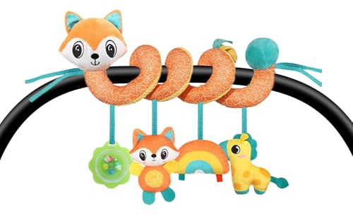 Generisch Babyspielzeug Für Autositz | Babybett Rassel Spielzeug Mit Beißring,Sensorisches Buntes Kuscheltier Kinderwagen Anhänger Für 0-3 Jahre Kognitive Entwicklung Mädchen Unterwegs Auto Fahrt