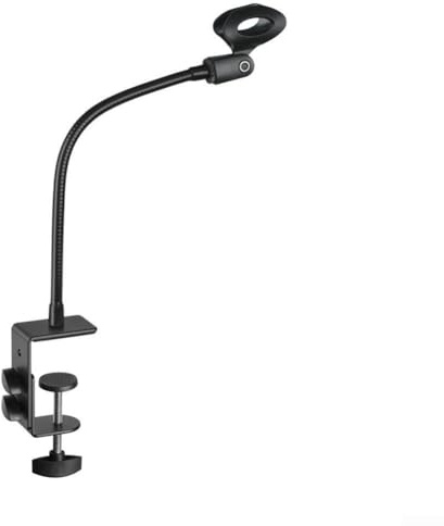 Pied de micro flexible en col de cygne avec pince de bureau pour studio et radiodiffusion, conçu pour un positionnement précis du microphone et une stabilité lors de l'utilisation (micro de 28 à 40 mm