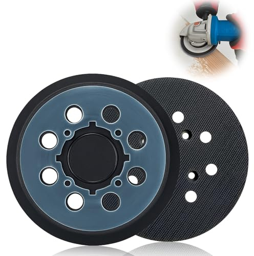 2Pcs Round Hook and Loop Backing Pad, 5 inch Sander Pad, Orbital Sander Pads, Replacement Sanding Backing Pads with 4 Screw Holes and 8 Dust Holes, Durable Rubber and Plastic Sander Pad