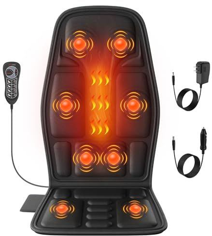 Massagesitzauflage mit Wärme,8 Vibrationsmotoren Massageauflage mit Vibration für Rücken und Nacken,Sitzkissen zur Entspannung,Rückenmassagegerät Hause Büro,Geschenke für Männer/Frauen/Mama