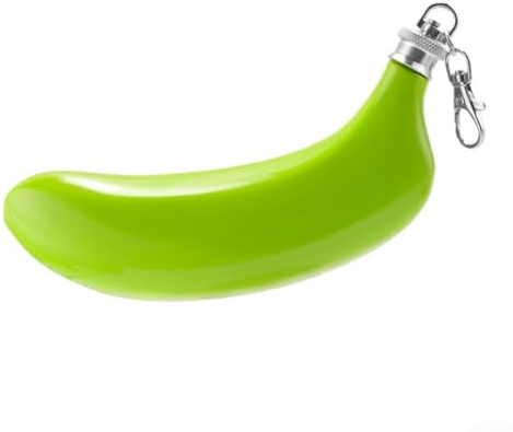 Zeroupshop Fiaschetta a forma di banana in acciaio inox da 141,7 g con coperchio in rame e imbuto, bottiglia da whisky dal design unico per avventure all'aperto, matrimoni o regali in giallo, verde