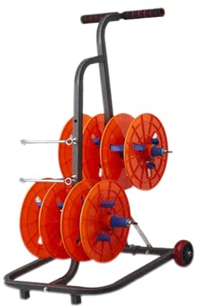 Generisch Robuster Kabeltrommelhalter mit Rollen, 4-Achsen-Design für einfaches Abwickeln der Kabel in Werkstatt und Baustelle, langlebiger Kabelorganizer.