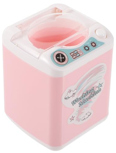 Abaodam Kleiner Waschmaschine aus Kunststoff Make Up Pinselreiniger Rosa Rollenspielgerät für Reinigungswerkzeug für Schwämme und Pinsel Kindersicher und Batterien