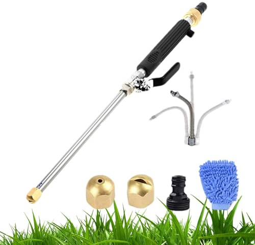 Lavage à pression : tuyau d'arrosage de jardin flexible, outil de nettoyage avec buse réglable | Pulvérisateur d'eau de haute puissance au design moderne et durable pour