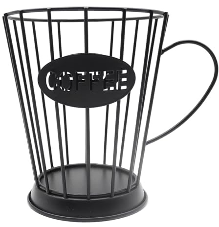 Ubric Cesta de Metal para cápsulas de café, Soporte para Tazas de café expreso, Cesta de Almacenamiento para encimera de Cocina, Color Negro, 14,5 x 15,5 cm