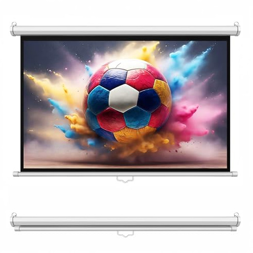 INMOZATA Projector Screen Pull Down 72 Inch Wall & Ceiling Mount Projection Screen with 4:3 Aspect Ratio Matte White Screen & Black PVC Backing for Home Cinema Theater, School, Office (153x123cm)