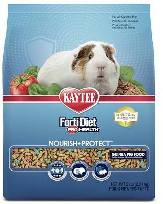 Kaytee Forti-Diet Pro Health Nourish+Protect Guinea Pig Food, Comprehensive Nutrition Backed by Science, Digestive Health, Immune Support, 5 pounds