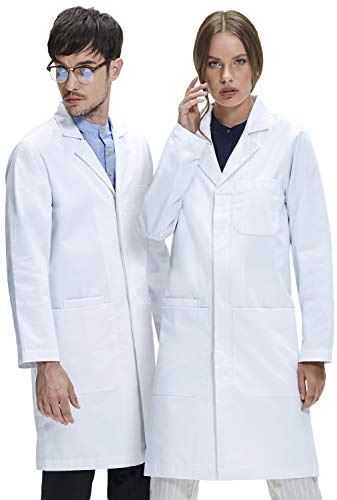 Dr. James Premium Unisex Laborkittel Damen & Herren, Regular Fit Arztkittel mit verdeckten Druckknöpfen, Smartphone- & Mehrfach-Taschen, OEKO-TEX® Stoff, für Labor, Klinik & Apotheke